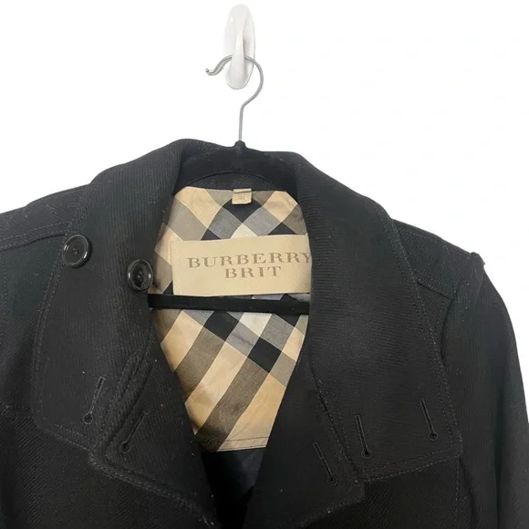 BURBERRY Daylesmoore Double Breasted Wool Cashmere Black Trench Coat Size 8 - Picture 7 of 15